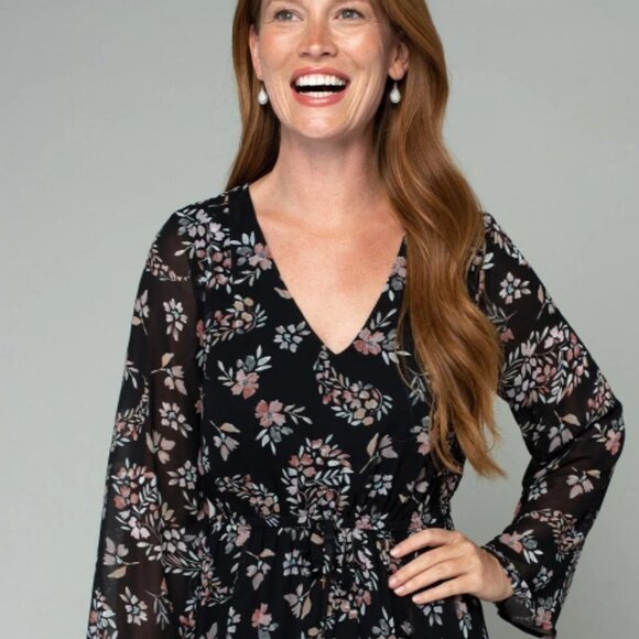 NWT Lovestitch Chelsea Mini Dress Black/Dusty Rose Sheer Large - Picture 11 of 11